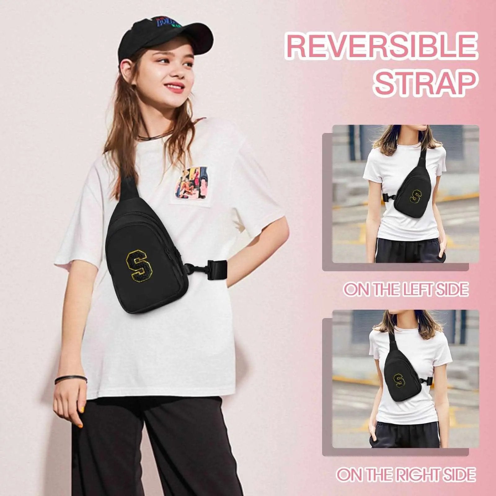 Small Initial Sling Bag Crossbody Bag Fanny Pack for Girls Women Cute Chest Bag Cross Body Bag Personalized Gift - Love Salve